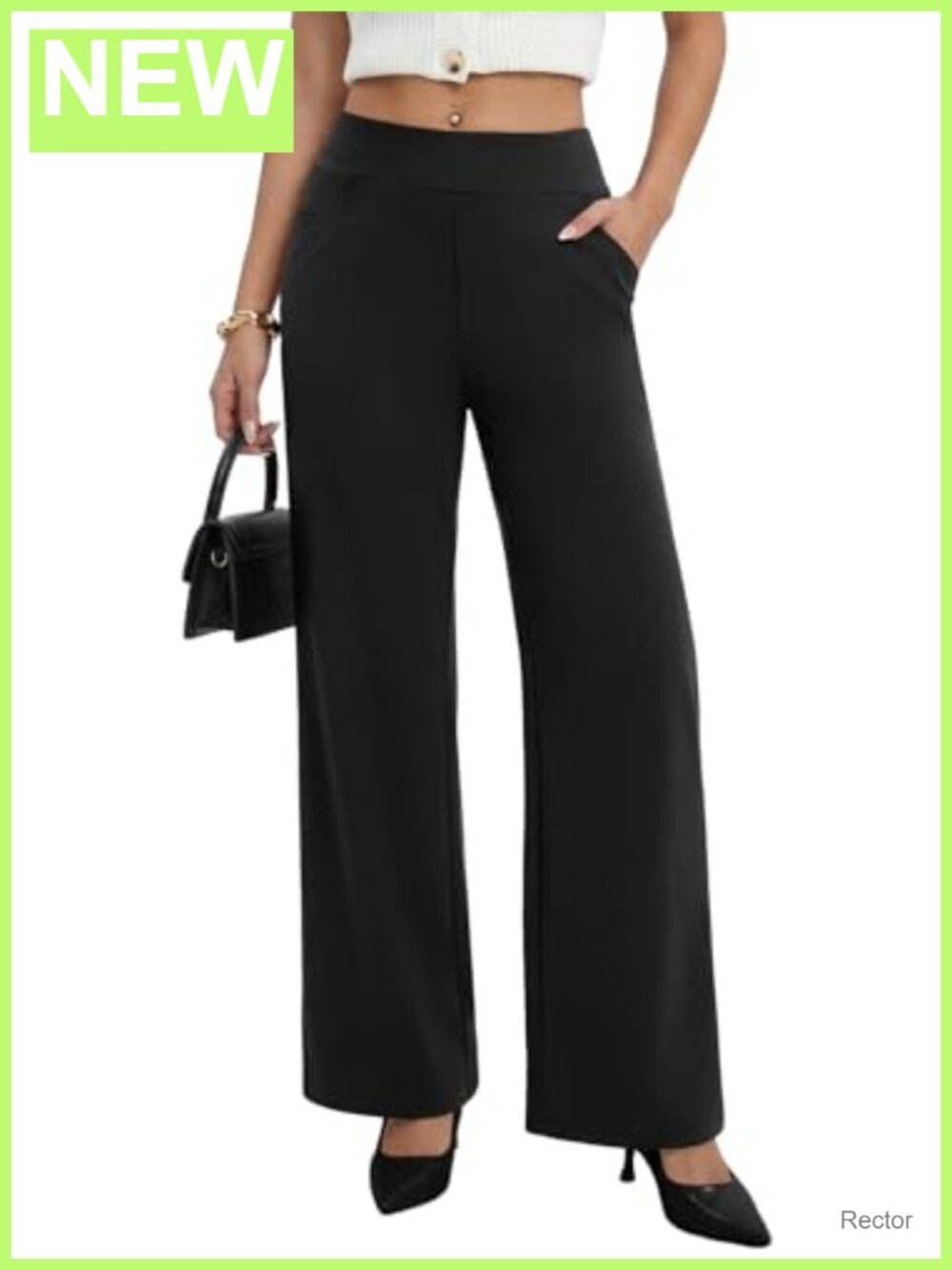 Sampeel Women's Stretchy Wide Leg Work Pants Business Casual Pull On Trousers